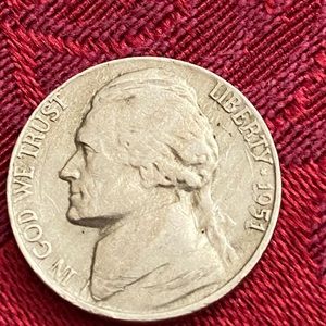 Vintage 1951 S Jefferson Nickel USA